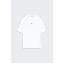 Calvin Klein Jeans - Tee-Shirt manches courtes - T-shirt - Woven Label Rib Boyf pour Femme - Blanc - Taille S