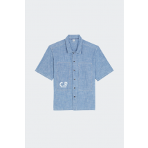 C.p. Company - Chemise - Chambray Short Sleeved Logo Shirt pour Homme - Bleu - Taille L