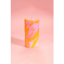 Flamingo Candles - Déco - Bougie - Totally Groovy Marble Pillar Candle - Orange - Taille Unique