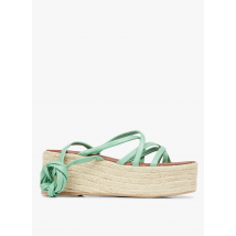 Alohas - Leren sandalen met sleehak - 40 Maat - Groen