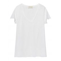 American Vintage - T-shirt met v-hals van katoenmix - M Maat - Wit
