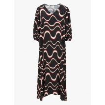 Attic And Barn - Lange jurk van viscose met v-hals en print - 42 Maat - Zwart