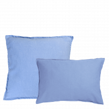 Au Printemps Paris Maison - Kopfkissenbezug aus gewaschenem leinen - Größe 50x70 cm - Blau