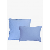 Place des Tendances Maison - Taie d'oreiller en lin lavé - Taille 65x65 cm - Bleu