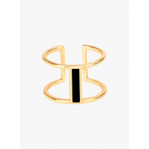 Bangle Up - Verstelbare open ring van messing en email - Een Maat - Zwart