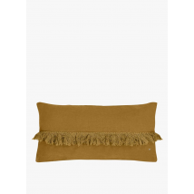 Bed And Philosophy - Linnen kussen met franjes - Een Maat - Bruin
