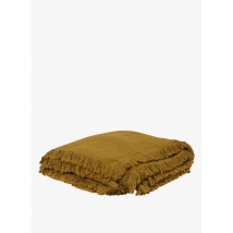 Bed And Philosophy - Edredon frangé 90x190 cm en lin - Taille Unique - Marron