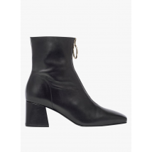 Bocage - Botines de piel lisa con cremallera en la parte delantera - Talla 39 - Negro