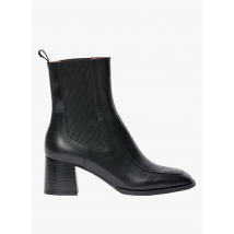 Bocage - Boots en cuir lisse noir à bout carré - Taille 36 - Noir