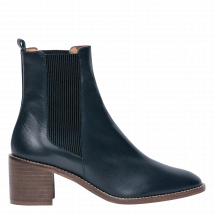 Bocage - Maeva-botines de piel lisa con tiras elásticas acanaladas - Talla 37 - Azul