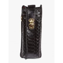 Claris Virot - Pochette pour téléphone en cuir aspect python - Taille Unique - Noir