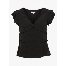 Day Off - Top met v-hals en volants - 1 Maat - Zwart