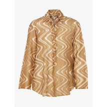 Diega - Top col classique imprimé en coton - Taille S - Beige