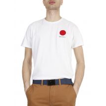 Edwin - Camiseta estampada de algodón con cuello redondo - Talla XL - Blanco
