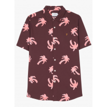 Farah - Regular-fit - katoenen overhemd met klassieke kraag en zeefdruk - S Maat - Paars