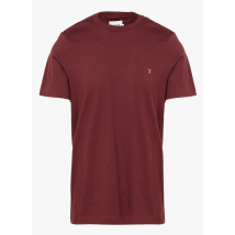 Farah - Camiseta slim fit de algodón con cuello redondo - Talla L - Rojo
