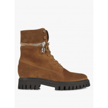 Free Lance - Botines militares de piel aterciopelada con cordones - Talla 38 - Marrón