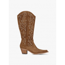 Free Lance - Botas de piel con bordados - Talla 39 - Marrón