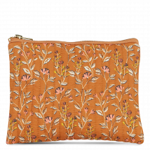 Gabrielle Paris - Floral print quilted cotton 20 x 15 cm wash bag - One Size - Brown