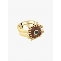 Hipanema - Anillo reversible de latón dorado con oro fino y piedras - Talla 52 - Multicolor