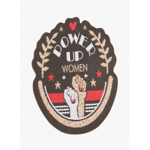 I Code - Ronde broche met tekstopdruk 'power up women' - Een Maat - Goudkleurige