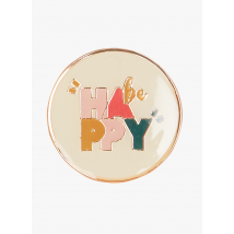 I Code - Rond - gekleurd speldje met tekst 'be happy' - Een Maat - Goudkleurige