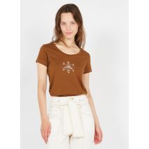 I Code - Round-neck cotton t-shirt with screen print - XS Size - Brown