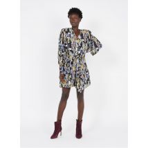 Iro - Korte jurk met v-hals en bloemenprint - 36 Maat - Prune