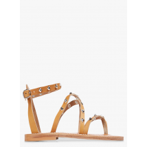 K Jacques - Platte - leren sandalen met studs - 36 Maat - Beige