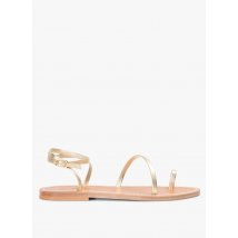 K Jacques - Platte - glanzende leren sandalen - 36 Maat - Goudkleurige