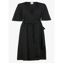 L'autre Chose - Halflange jurk met overslag en ceintuur - 42 Maat - Zwart