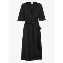 L'autre Chose - Halflange jurk met overslag en ceintuur - 38 Maat - Zwart