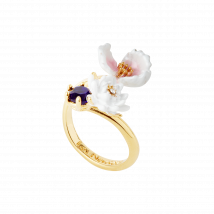 Les Nereides - Adjustable brass flower ring - S Size - Multicolored