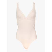 Lou - Body met v-hals en kant - katoenblend - M Maat - Beige