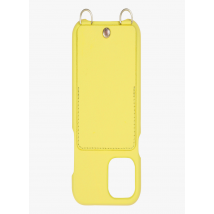 Louvini Paris - Etui pour iphone avec pochette en cuir - Taille iPhone 14 Pro - Jaune