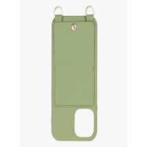 Louvini Paris - Funda para iphone de piel con bolsillo - Talla iPhone 12 Pro Max - Caqui