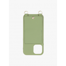 Louvini Paris - Etui pour iphone avec pochette en cuir - Taille iPhone 13 Pro Max - Kaki