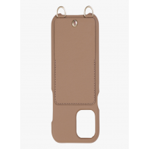 Louvini Paris - Etui pour iphone avec pochette en cuir - Taille iPhone 14 Plus - Marron