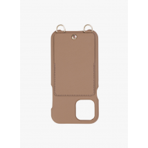 Louvini Paris - Etui pour iphone avec pochette en cuir - Taille iPhone 13 - Marron