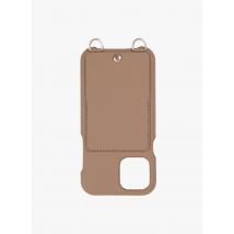 Louvini Paris - Etui pour iphone avec pochette en cuir - Taille iPhone 12/12 Pro - Marron