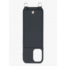 Louvini Paris - Leren iphone-hoesje met extra vakje - iPhone 14 Maat - Zwart