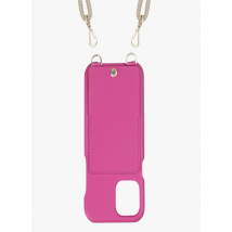 Louvini Paris - Etui pour iphone avec pochette en cuir - Taille iPhone 14 - Rose