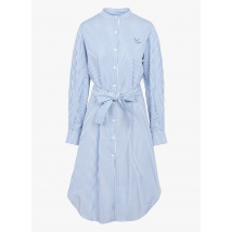 Maison Labiche - Robe midi col rond à rayures brodé good vibe en coton - Taille XS - Bleu