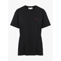 Maison Labiche - Camiseta de algodón orgánico con cuello redondo y bordado - Talla XL - Negro