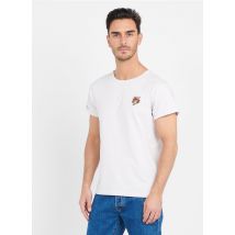 Maison Labiche - Camiseta de algodón orgánico bordada con cuello redondo - Talla M - Gris