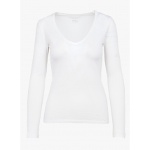Majestic Filatures - Camiseta de algodón y cachemir con cuello de pico - Talla 0 - Blanco