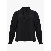 Mat Fashion - Blusa abotonada con cuello lazado - Talla 50 - Negro