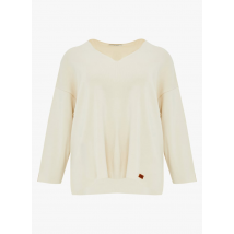 Mat Fashion - Ruimvallende trui met v-hals - 46-48 Maat - Beige