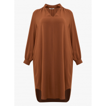 Mat Fashion - Halflange jurk met v-hals - 48 Maat - Bruin