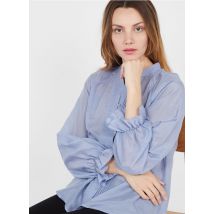 Max&co. - Ruimvallende blouse met maokraag - 40 Maat - Blauw